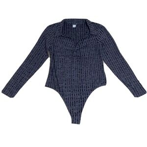 NEW Women's Venus Ribbed Bodysuit Gray Size XL Extra Large NWOT